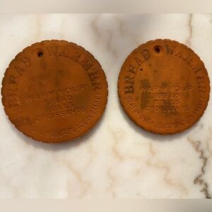 Vintage Terracotta Bread,Croissant Warmer Discs 2pcs